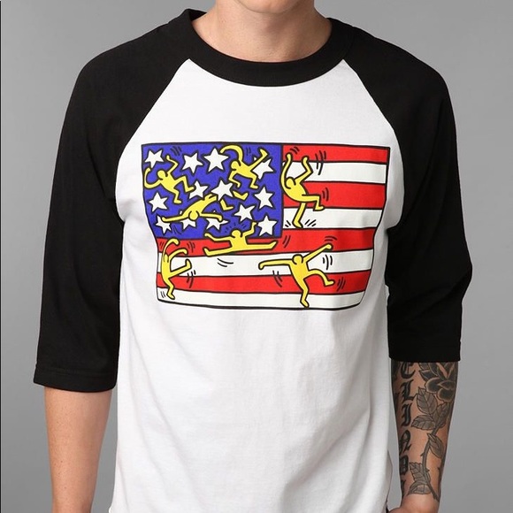 OBEY Keith Haring Raglan Baseball T-Shirt Size Small - Picture 5 of 5